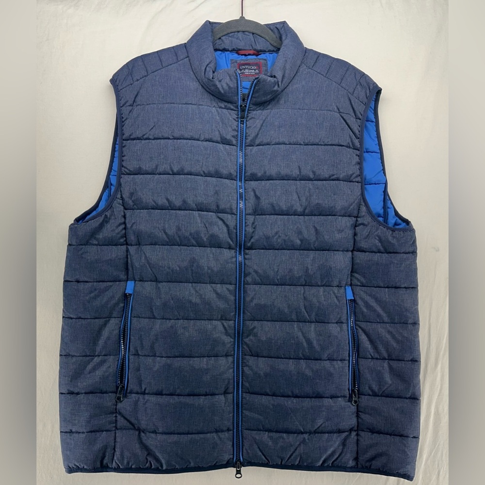 UNTUCKit Thierry Quilted Puffer Vest Mens XXL Full Zip Blue Nylon Polyester